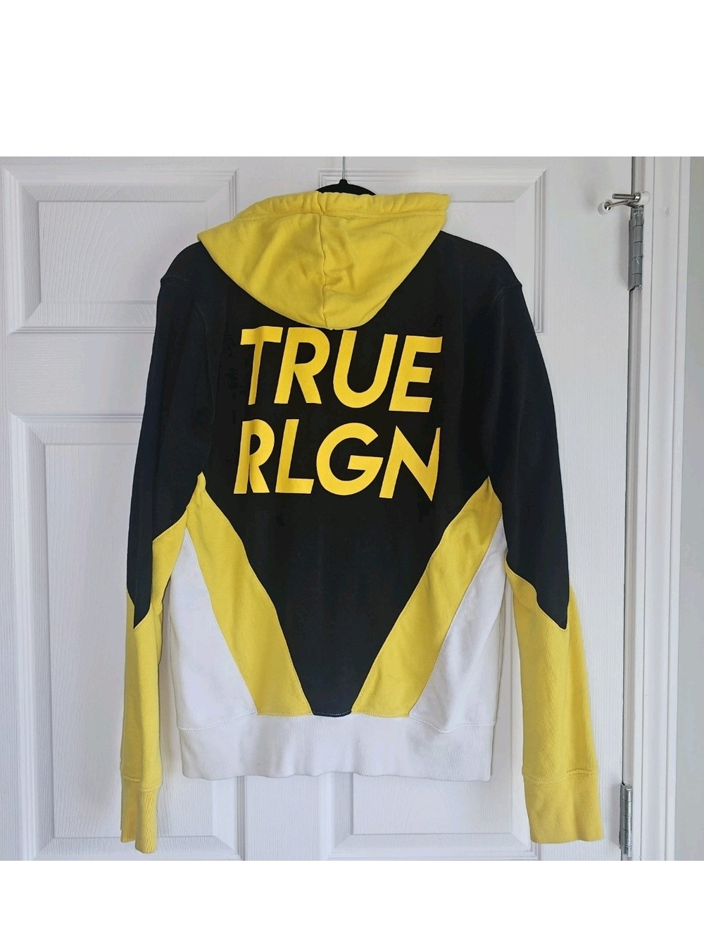 True Religion Mens Full Zip Hooded Logo Hoodie Black Gold Size S Long Sleeve